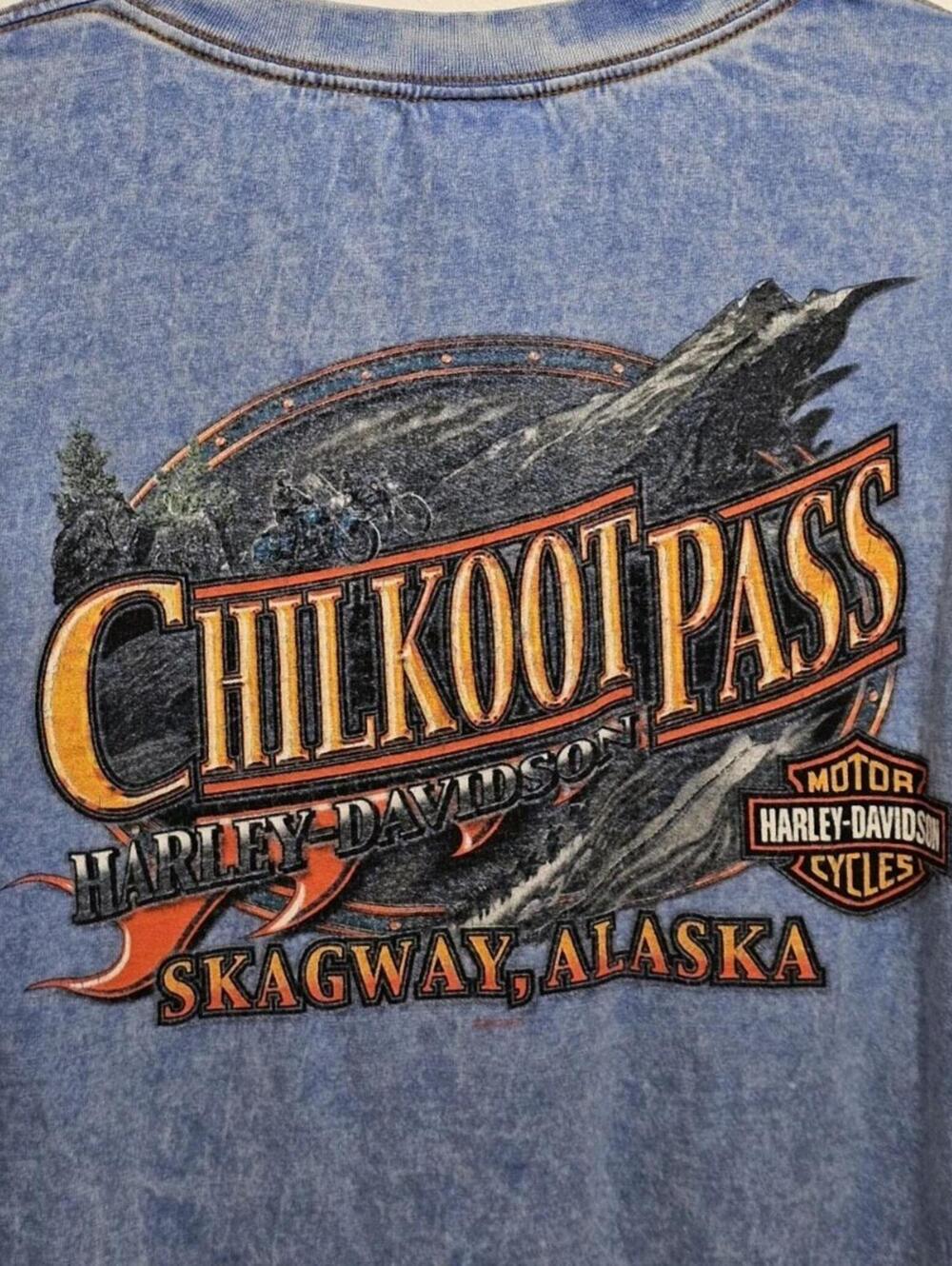 Harley Davidson Long Sleeve Vintage 2003 Chilkoot Skagway Alaska Size XL Blue - Picture 2 of 14
